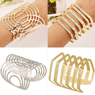 Moda Calda Unisex Oro Out Geometrico Vuoto Bracciale Punk Argento Manicotto Braccialetto Deformato
