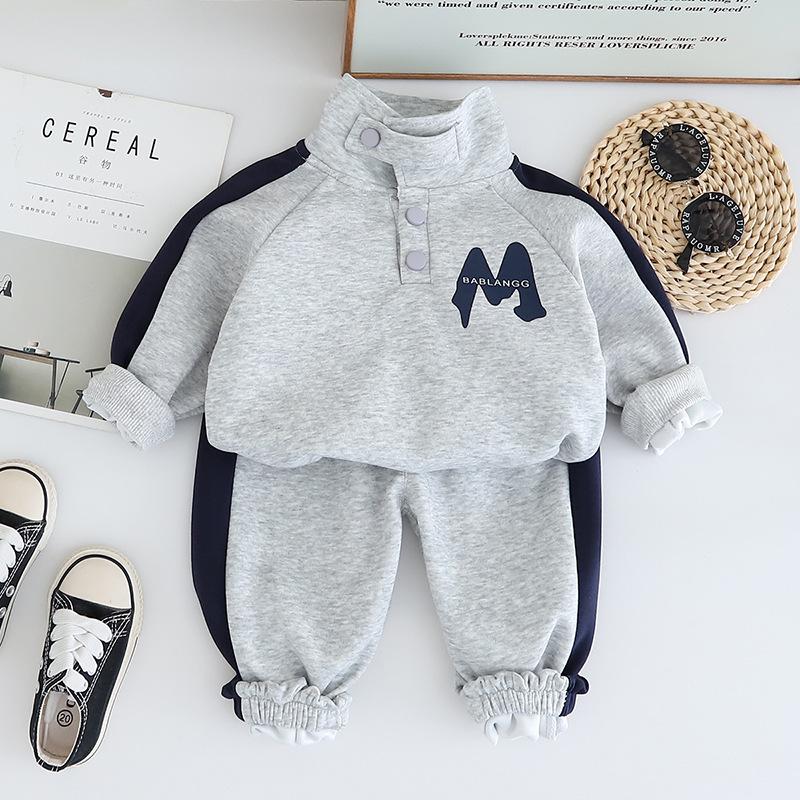 Children's Set Spring and Autumn Boys' Sports and Leisure Two-piece Set Baby Clothes Spring Clothing Korean Hoodie Set