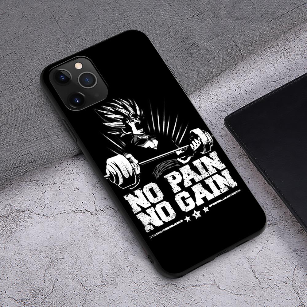 GX154 No Pain No Gain Gym Fitness měkký silikonový obal pro iPhone 13 12 Mini 11 Pro XS Max XR X 8 7 6 6S Plus 5 5S SE 2020