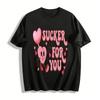 Vintage Heart Print Funny Confession Short Sleeve T-Shirt Pure Cotton T-shirt