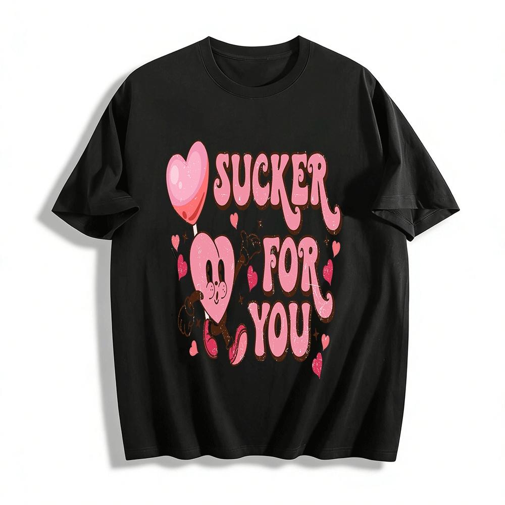 

Vintage Heart Print Funny Confession Short Sleeve T-Shirt Pure cotton T-shirt XXS