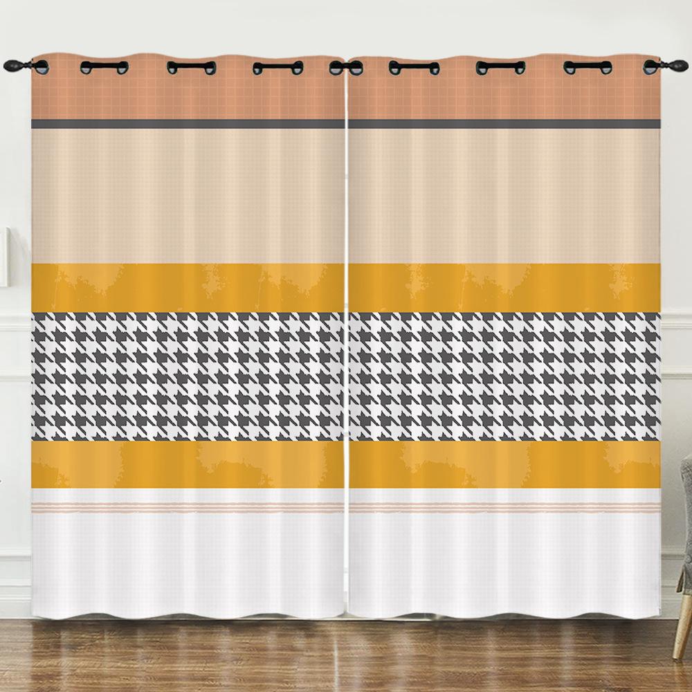 Curtains Simple And Simple Pattern 3D Digital Printing Blackout Curtain Punching