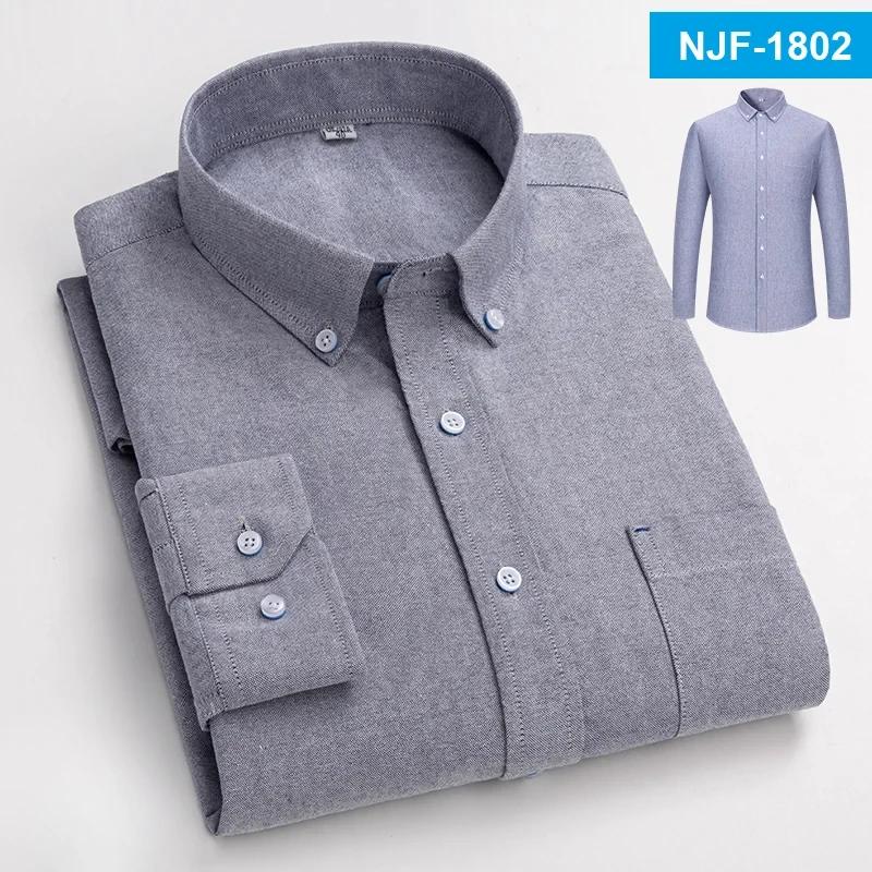100% Cotton Oxford Long-sleeve Shirts for Men Slim Fit Formal Plain Shirt Soft Casual Plaid Designer White Striped Black Clothes