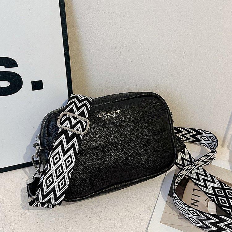 Leather Shoulder Messenger Bag Women'S Bag Fashionable Commuter Simple First Layer Cowhide Small Square Bag