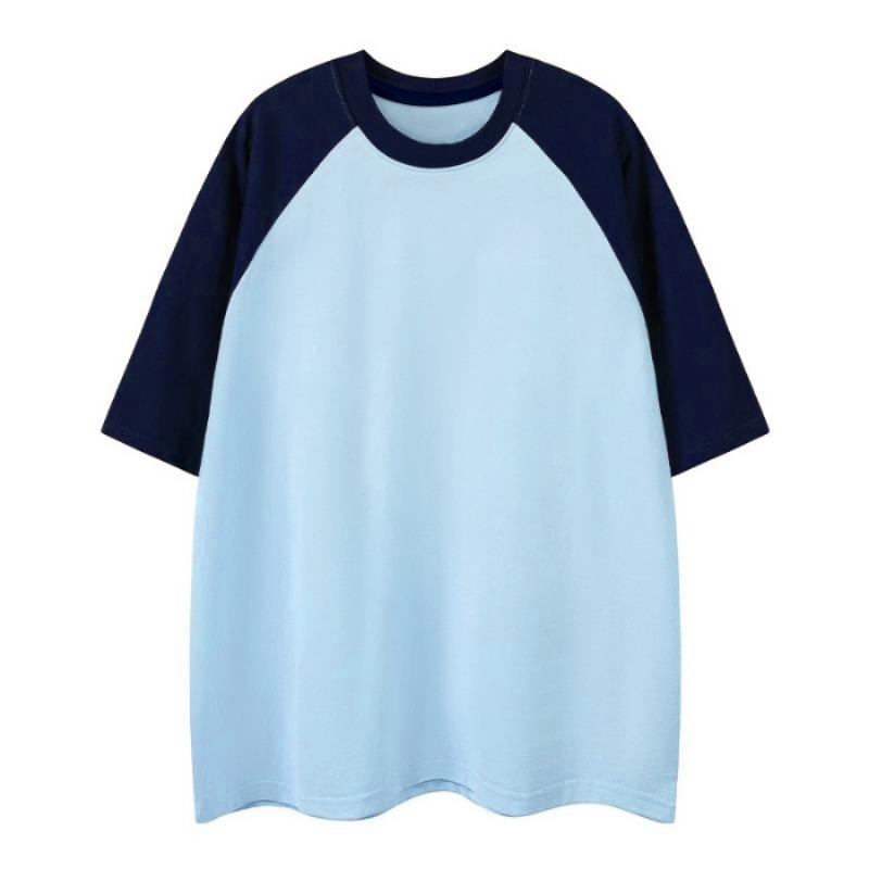 Pure Cotton Multicolored Heavy-duty Couple T-shirt with Shoulder Sleeves for Short-sleeved Women