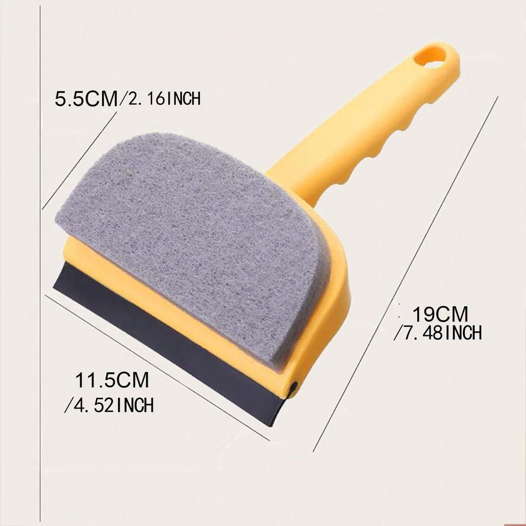 Portable Double-Sided Window Cleaner with Multifunctional Sponge Brush - Plastic Handle Window Cleaning Accessory Wiper