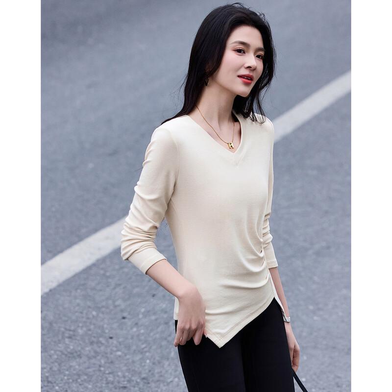 Women's Lightweight V-Neck T-Shirt with Irregular Hem