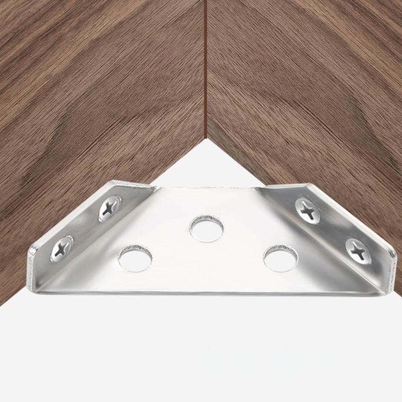 Set of 20 Triangle Mounting Connectors Stainless Steel Corner Brackets Convenient for Strengthening Furniture Joints