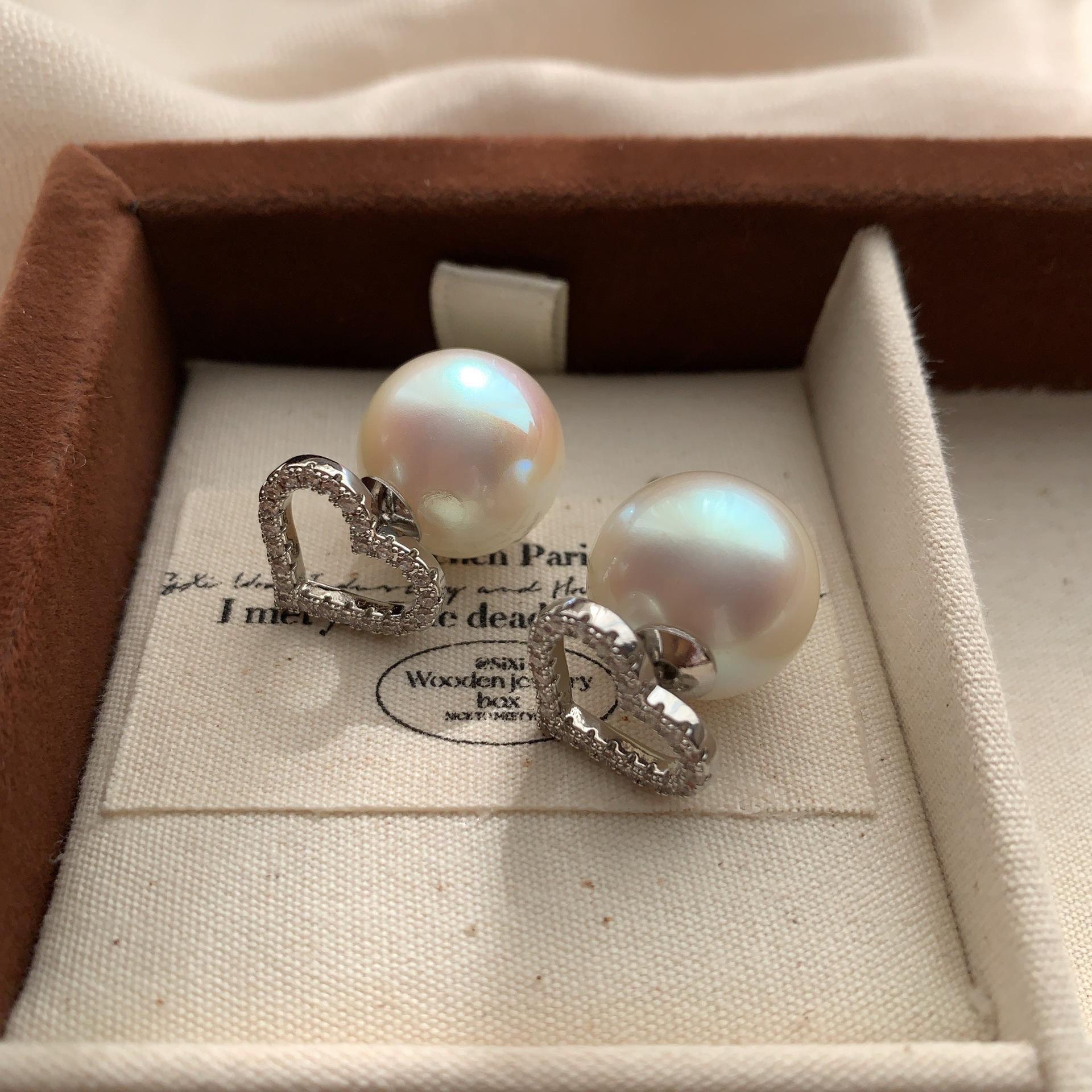 

Sweet love pearl stud earrings diamond set romantic elegance exquisite three-dimensional niche fashion gentle atmosphere earrings