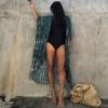 Bikini Cover Up Damen Batikmuster Strand Kimono Badeanzug Cape Sommer Wickelkleid mit Gürtel Urlaubsbadeanzug