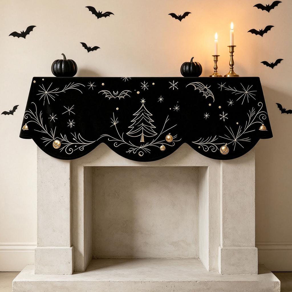 Merry Christmas Fireplace Decoration Fabric for Holiday Party
