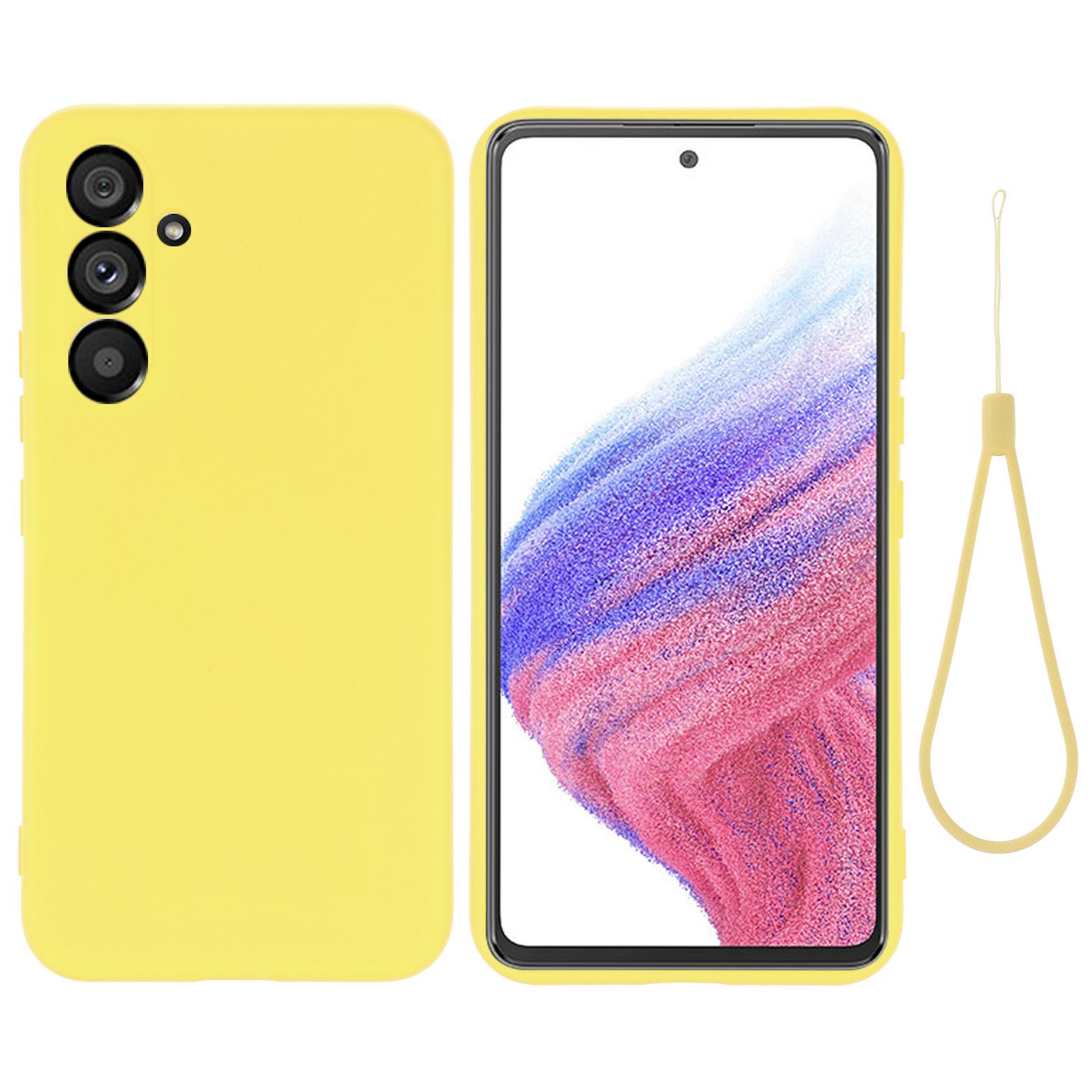 

Для Samsung Galaxy A54 5G Противоцарапный Чехол для телефона из жидкого силикона Защитная крышка с ремешком Yellow