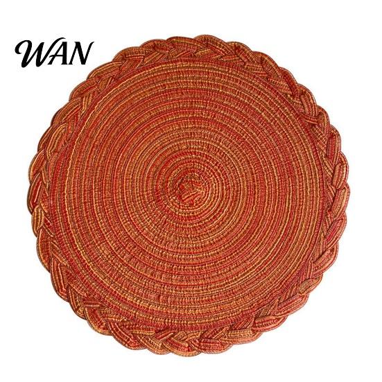 Eco-friendly Placemat 12 Inch Round Placemats, Polyester Woven Braided Place Mats, Washable Heat Resistant Circle Dining Table Mats for Kitchen