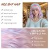 Pink Purple Mixed Blue Curly Wavy Synthetic Wigs with Bangs for Women Colorful Party Cosplay Natural Hair Wig Heat Resistant Use
