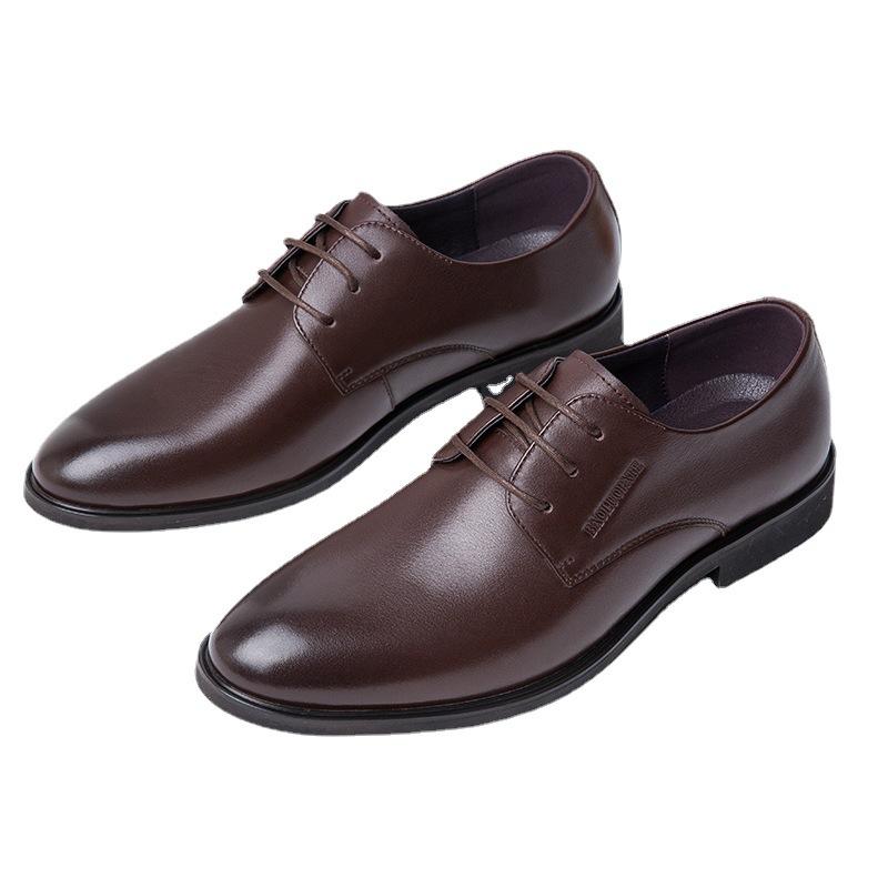Men's Business Dress Leather Shoes Men's Leather Casual Soft Sole Soft Surface Men's Shoes Breathable Lace-up Work Shoes Factory