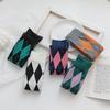 Damen Klassische Schwarz-Weiß Rautenmuster Socken - Lang, Retro Britischer Stil für Frühling & Herbst
