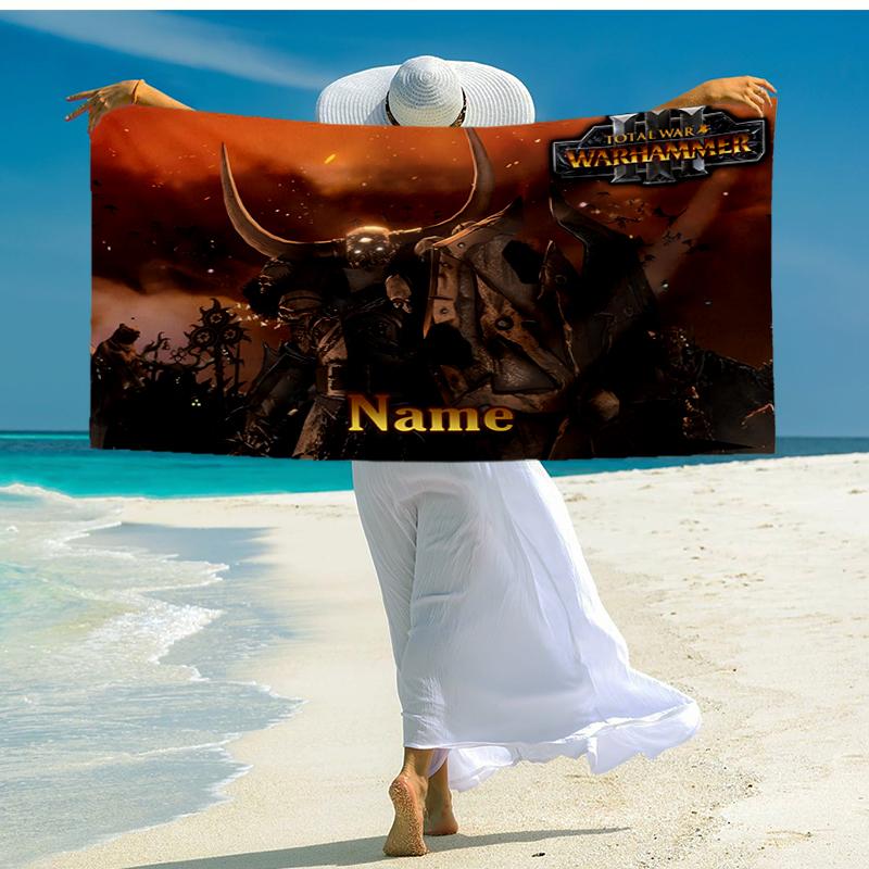 Custom Name Ultra-Soft Beach Towel with Total War Theme,Ideal for Pool - Camping, Diving - Perfect Travel Essential, Vibrant Beach Towel.