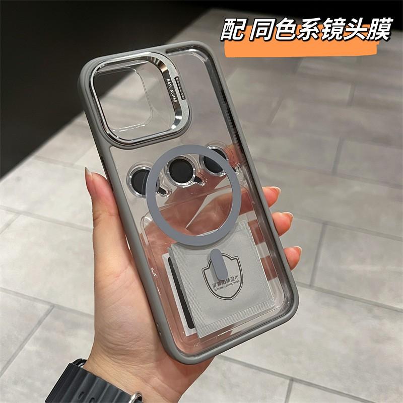 Slim PC Phone Case With Hidden Kickstand Lens Protector IPhone 12 To 16 Pro Max Magnetic Compatible