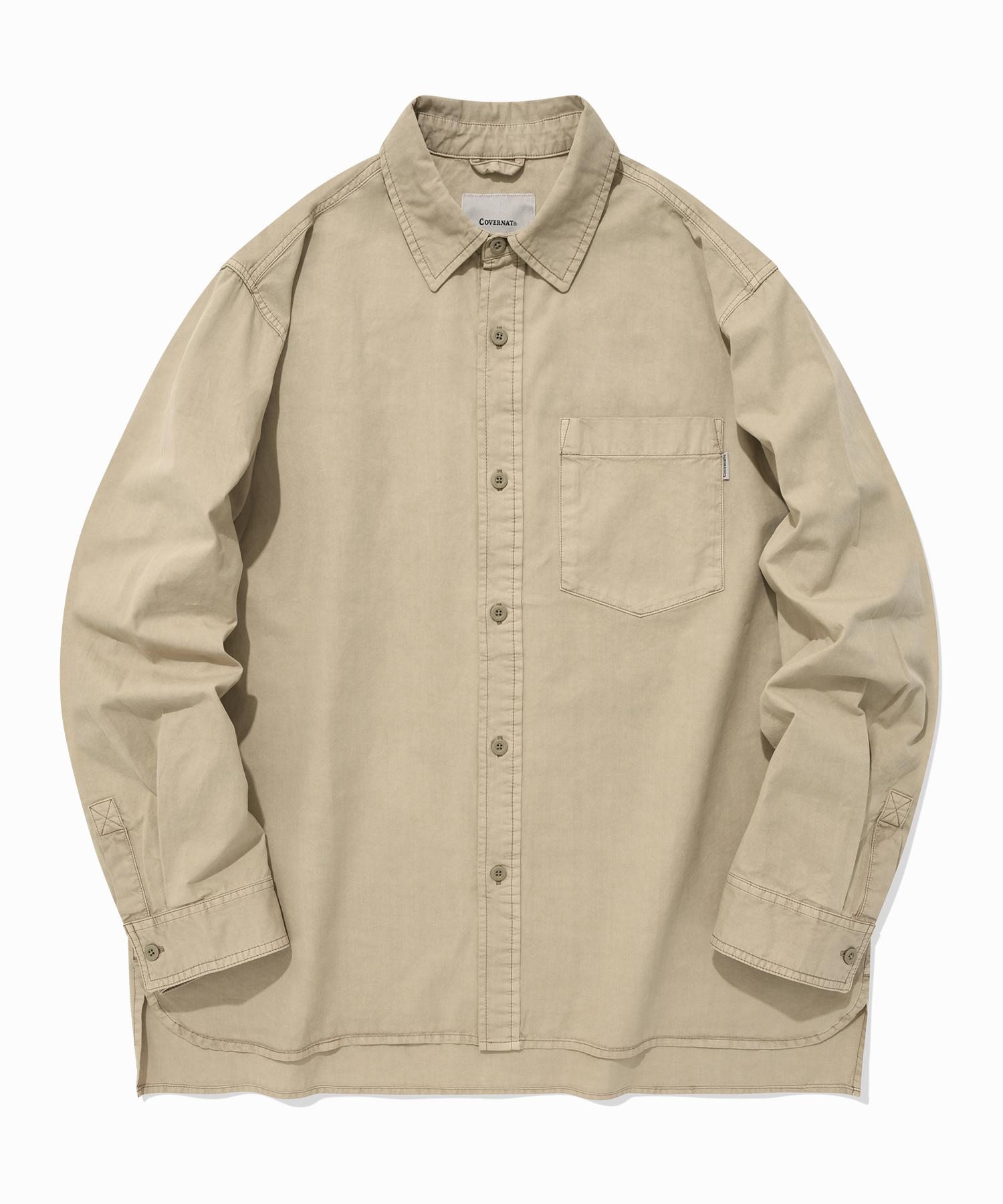 Covernat Рубашка с карманом, окрашенная, бежевая Beige/L