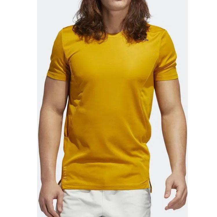 Adidas Logo Print Dopamine Casual Training Breathable Round Neck Short Sleeve T-Shirt Men T-Shirts Yellow GL7301