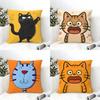 2 Funny And Silly Cat Pattern Pillow Case Home Living Room Decoration Linen Pillowcover Pillow Cases Cushion Cover