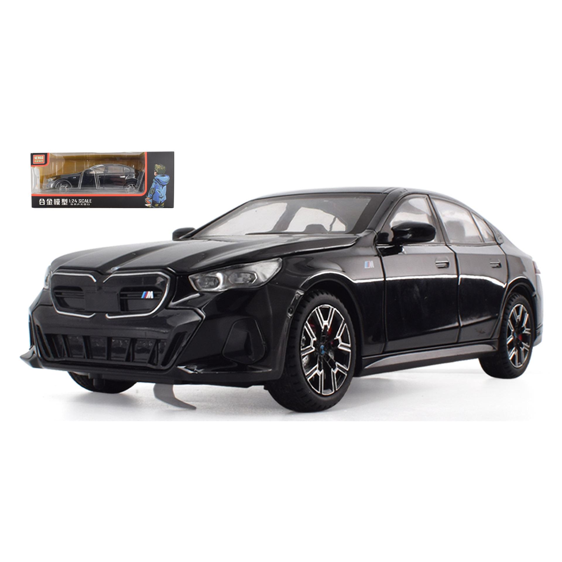 

1/24 BMW I5 M60 литая модель из сплава роскошная игрушечная машинка со звуком и светом детская рождественская игрушка в подарок 1/24-Size:21.5*9.5*7cm чёрный
