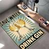 Retro Style Rug with "Save Water Drink Gin" Print, Gin Glass Design Suitable for Use As an Anti-slip for Living Room Bedroom Sofas