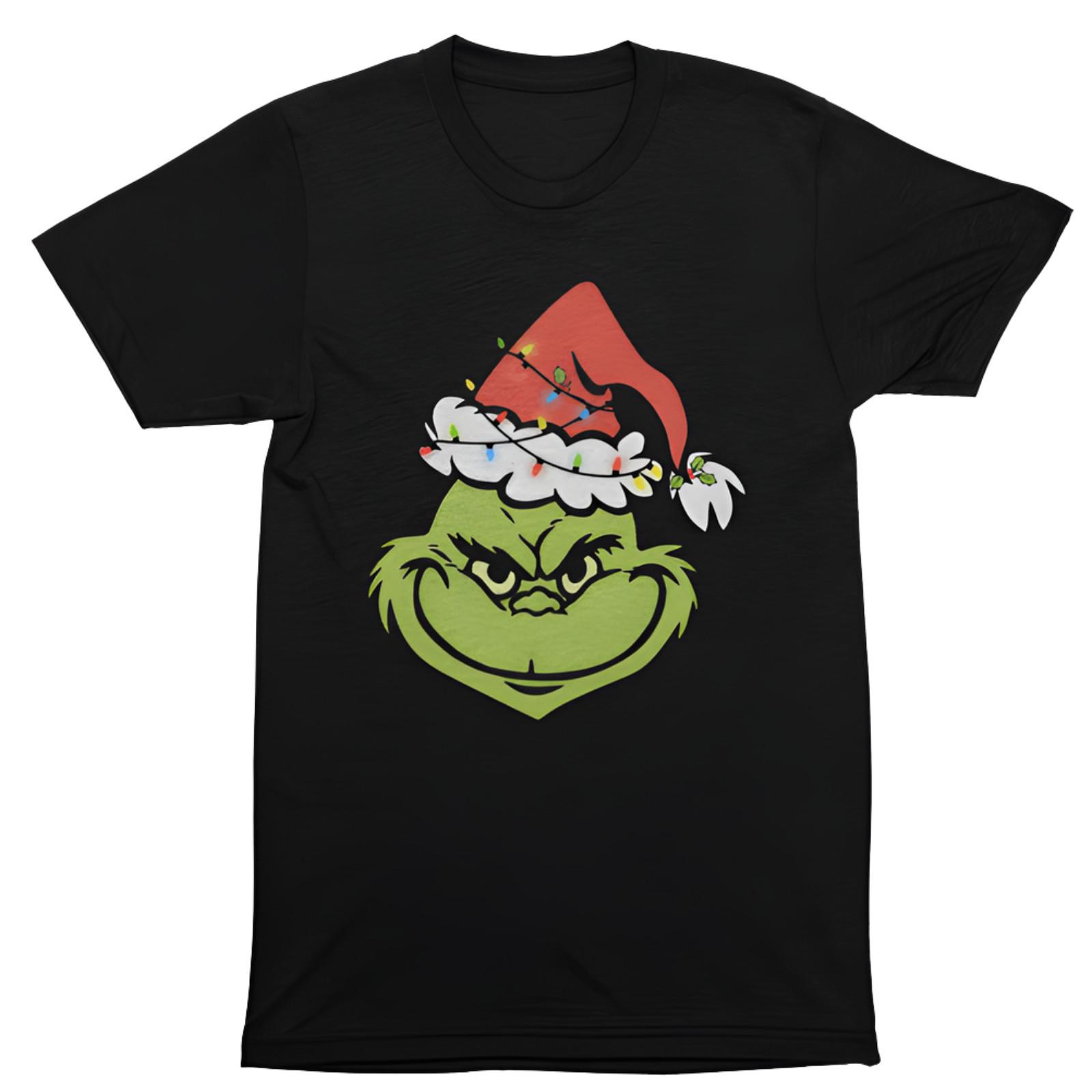 Christmas Lights Santa Grinch T-Shirt – Classic Holiday Anti-Hero Tee M