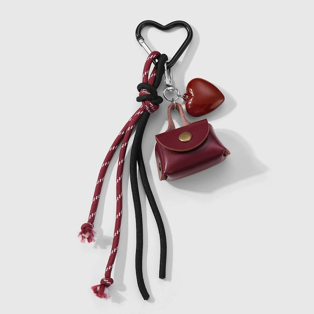 Hairball Bow Braided Rope New Trendy Sweet Cool Imitation Pearl Small Leather Bag DIY Chain Accessories Bag Charm