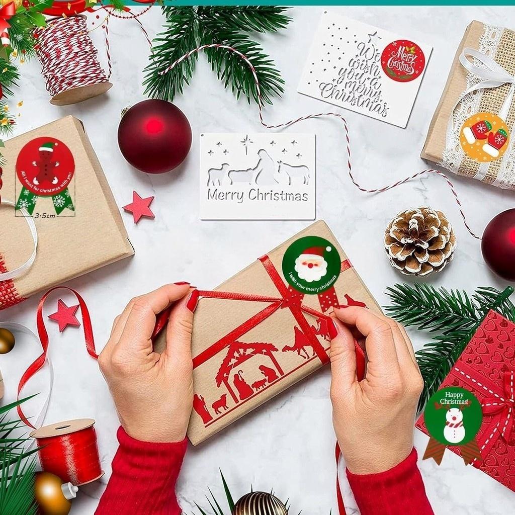 4-40sheets Christmas Label Paper Sticker Package Sealing Stickers for Cookie Candy Nuts Package Xmas Tree Gifts & Cards