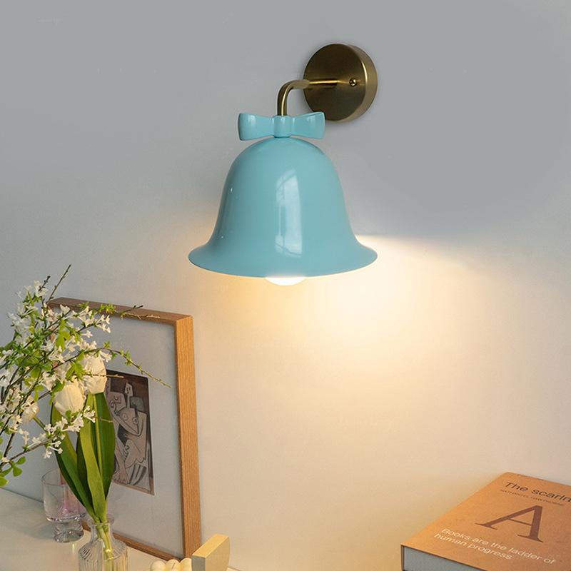 Nordic Ins Cream Glass Bowknot Bell Wall Lamp Bedside Bedroom E27 LED Wall Mounted Kitchen Island Kids/Princess Room Store Cafe