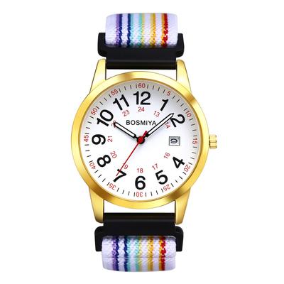 Men's Waterproof Braided Watch with Date Window, Adjustable Length: Quartz Analog Display, 24-Hour Arabic Numerals, Perfect for Commuting, School,