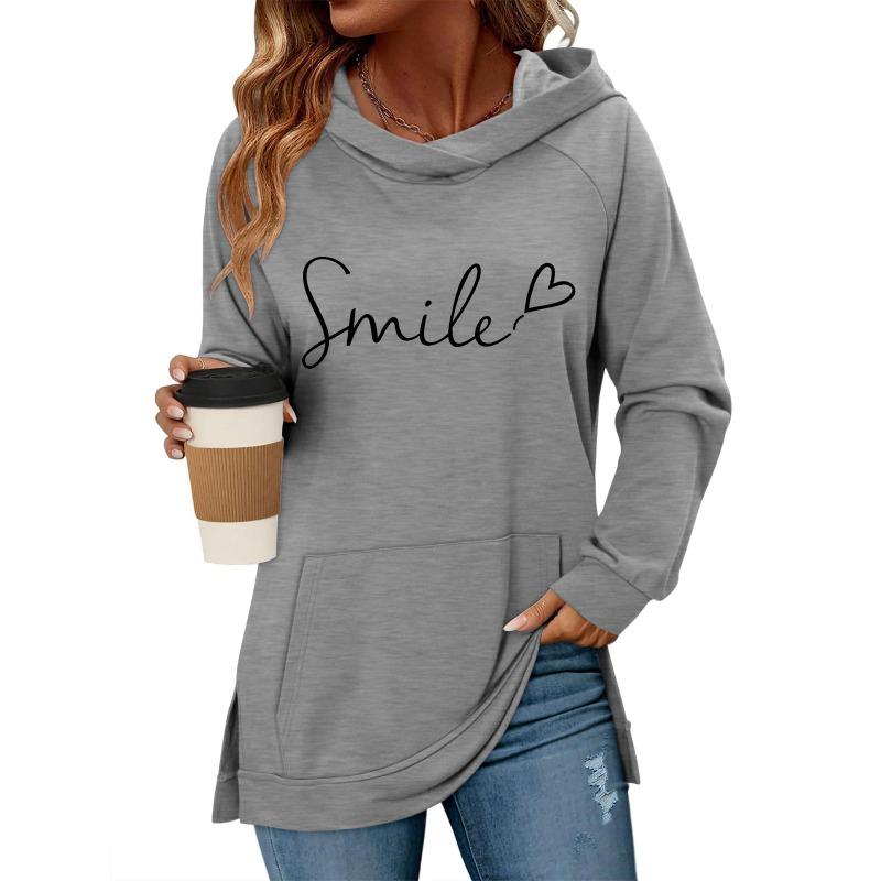 Women S Classic Valentine Letter Print Raglan Sleeve Pocket Hoodie Pullover