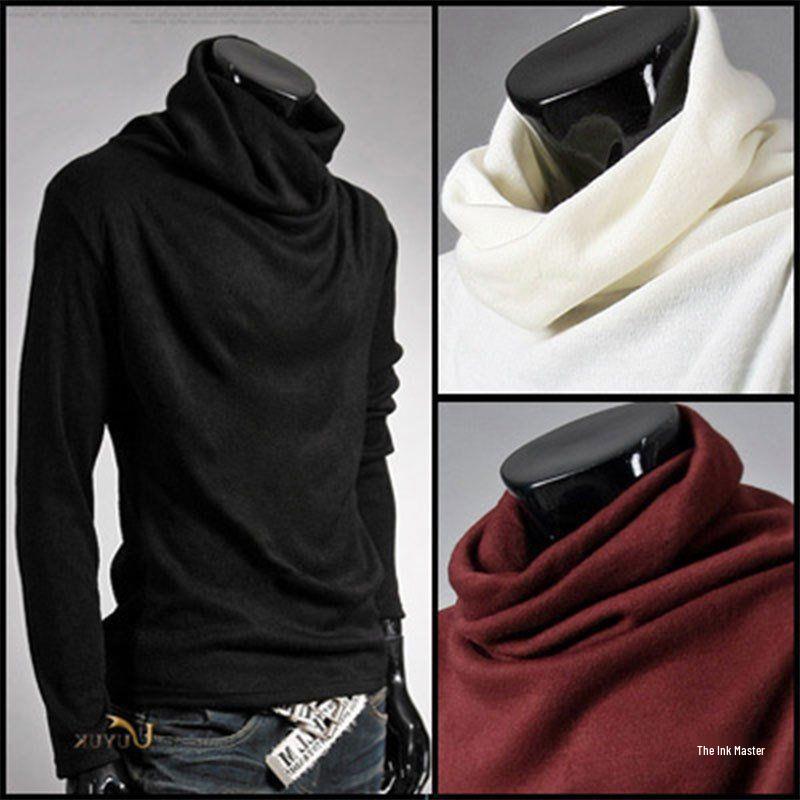 Men's Slim Fit Turtleneck Knit Sweater: Spring & Autumn Solid Color, Korean Style Long Sleeve Pullover.