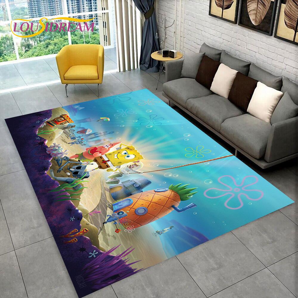 Cartoon S-SpongeBob Area Rug,Carpet Rug for Home Living Room Children Bedroom Sofa Doormat Decor,kids Play Non-slip Floor Mat
