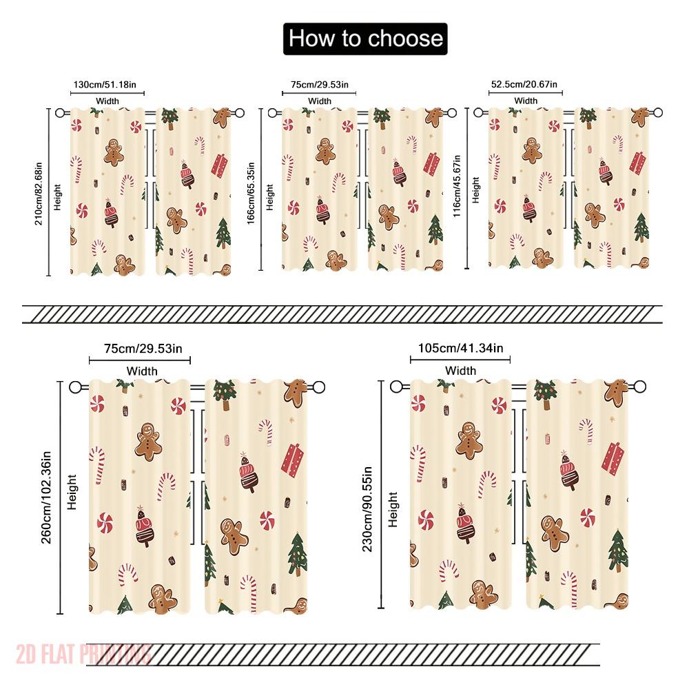 2pcs,2D Plane Printing Curtains Roller Blinds Christmas Cute Decorations (2) Versatile Polyester (without Rod) Outdoor
