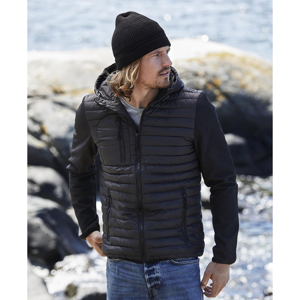 Teejays Mens Hooded Full Zip Crossover Jacket