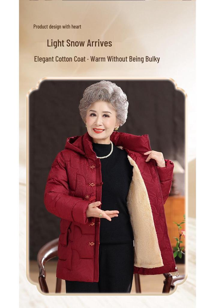 Women's Winter Cotton Jacket: Thickened Coat for Middle-Aged & Elderly, Chinese Style for 60s-70s Ladies