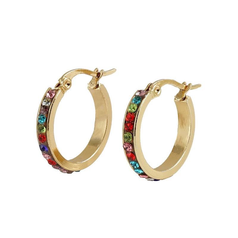 

2026 European and American Niche Design Round Diamond-encrusted Earrings Women s Simple and Fashionable 18K Earrings Earrings