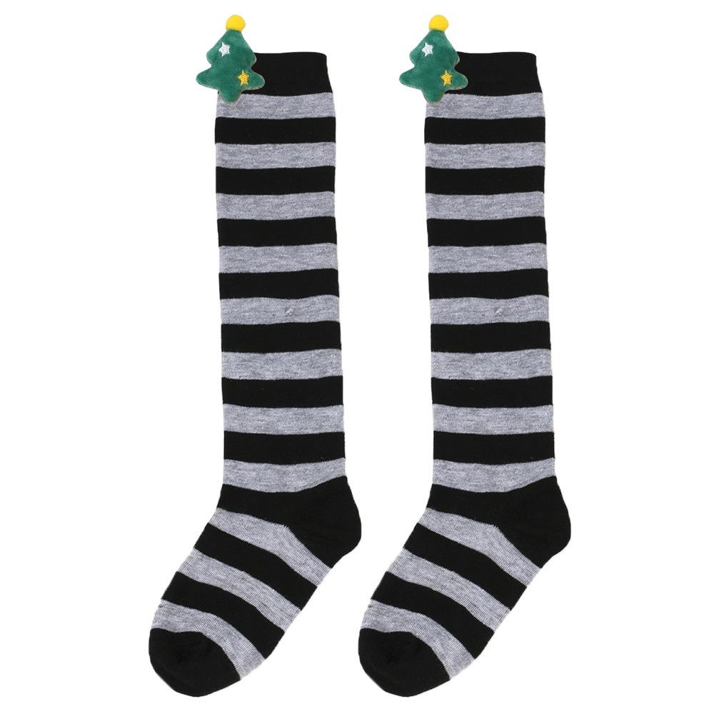 Cute Plush Christmas Socks For Kids Over The Knee Striped Cartoon Toy Socks