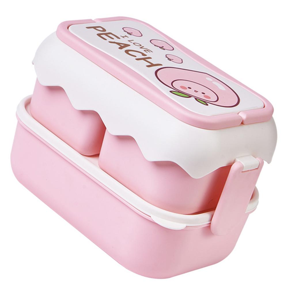 Cute Portable Students Lunch Box Microwaveable Children Cartoon Bento Box Independent Compartment Lunch Container