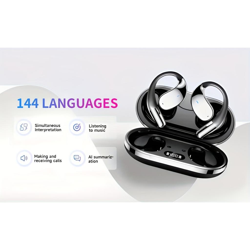 Překladová náhlavní souprava Ai, bezdrátová náhlavní souprava, překlad v reálném čase do 144 jazyků, inteligentní potlačení hluku se 6 mikrofony, překlad v reálném čase