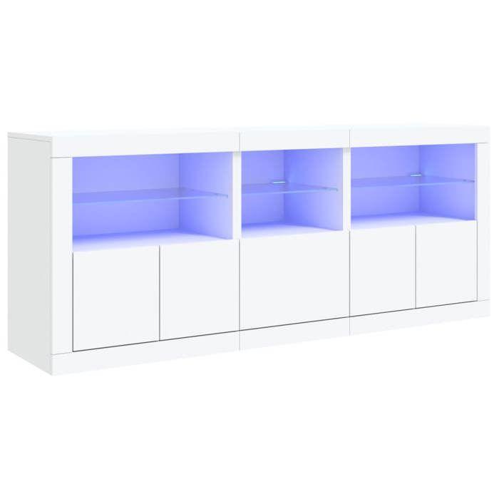 VidaXL Buffet avec Lumières LED, Armoire avec Porte, Meuble de Rangement, Organisateur de Salle de Séjour Intérieur, 3208995