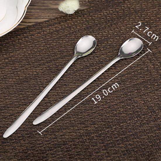 10Pcs Long Coffee Ice Handle Stainless Steel Tea Cream Dessert Spoon Tableware