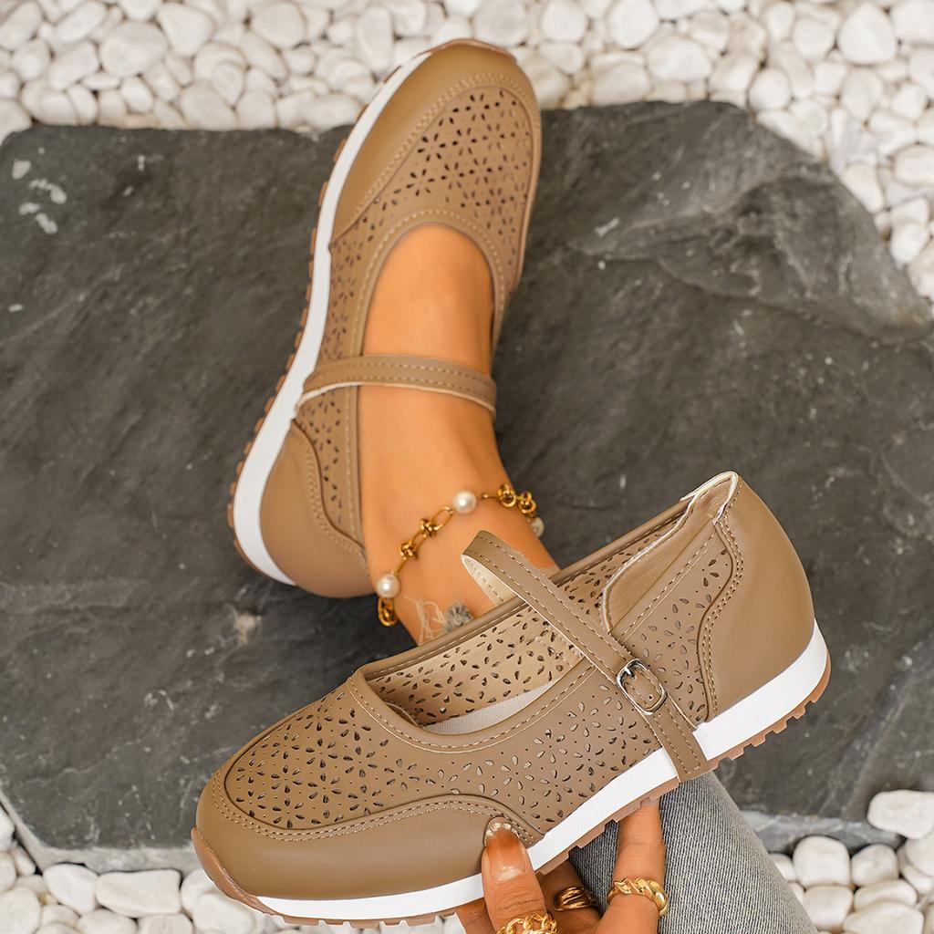 Damskie szerokie oddychające baleriny, wsuwane mokasyny z wycięciem, wygodne mokasyny dla kobiet