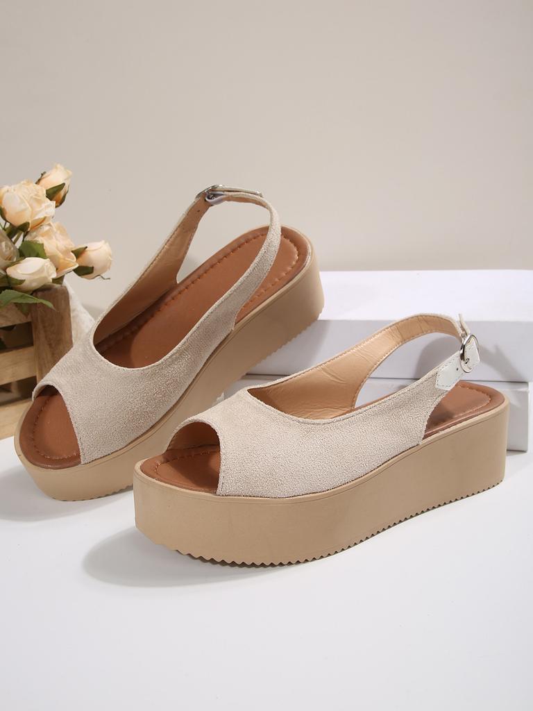 Fashion Fashion Peep Toe Platform Sandals for Women 2025 Summer Thick Bottom Beach Shoes Woman Gold Buckle Strap Wedge Sandalias Mujer