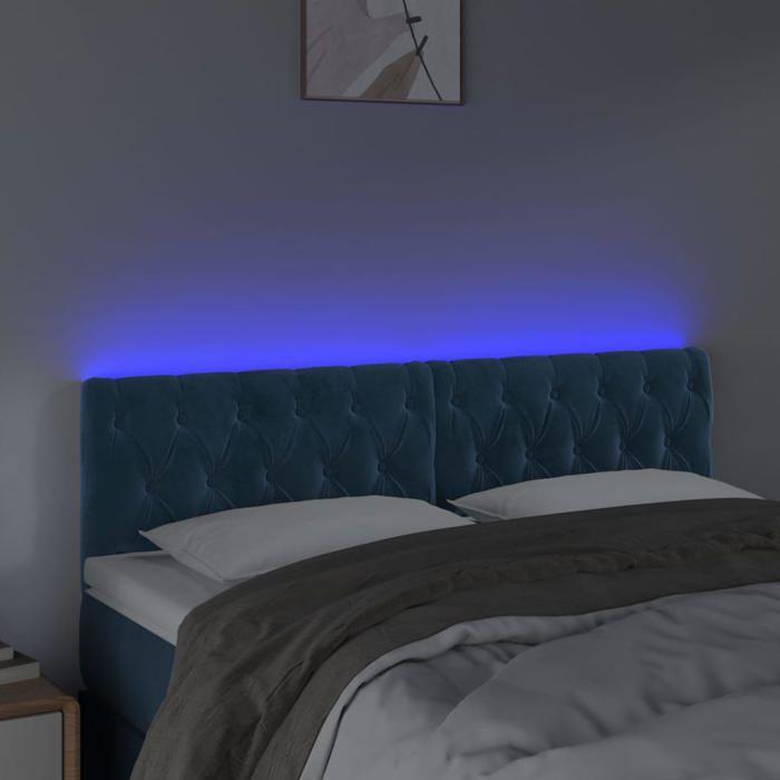 VidaXL Tête de Lit à LED Meuble de Chambre à Coucher Accessoire de Lit Double Tête de Cadre de Lit Intérieur Bleu Foncé 3122006