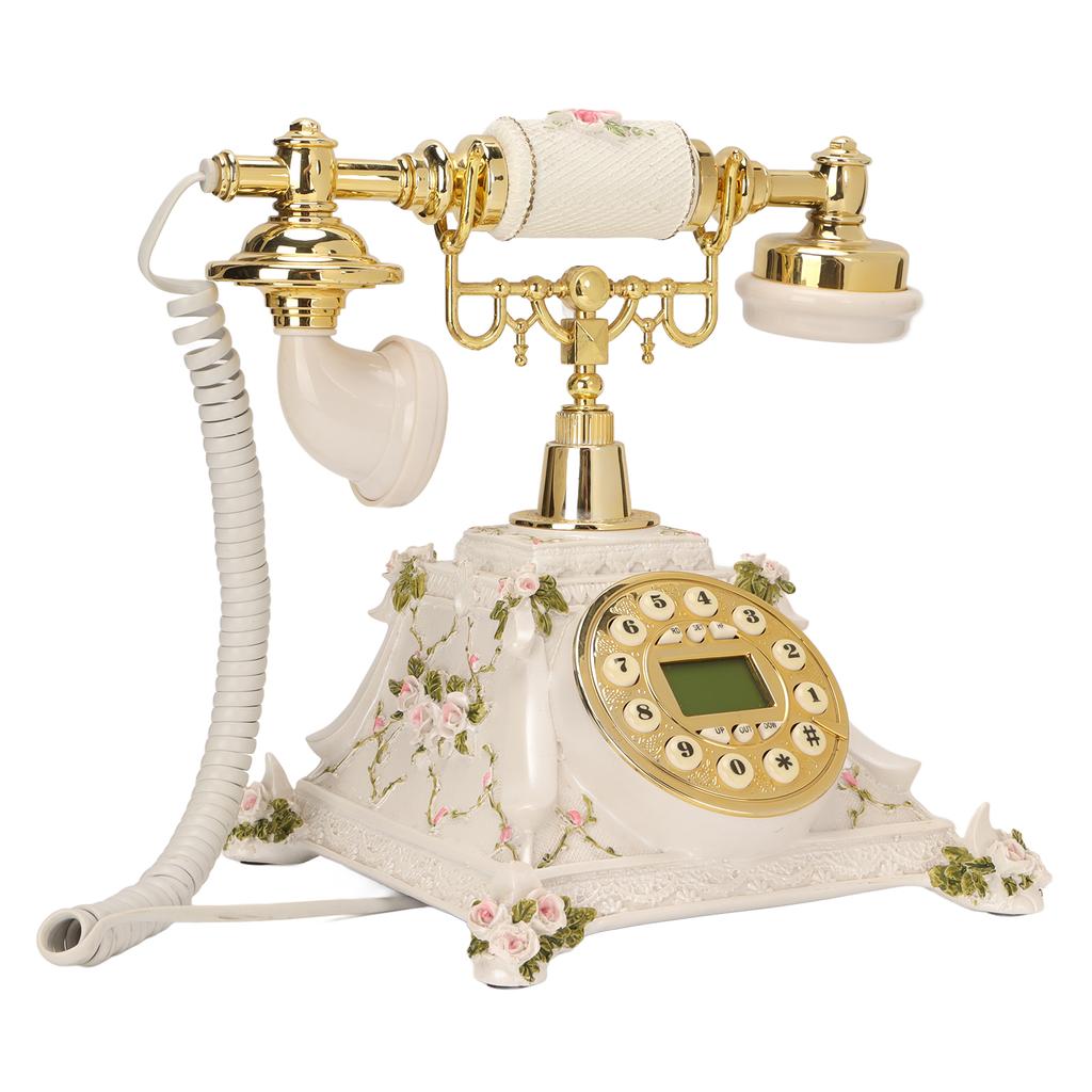 Vintage Telephone Button Dialing Hands Free Old Fashioned Landline with LCD Display for Home Cafe