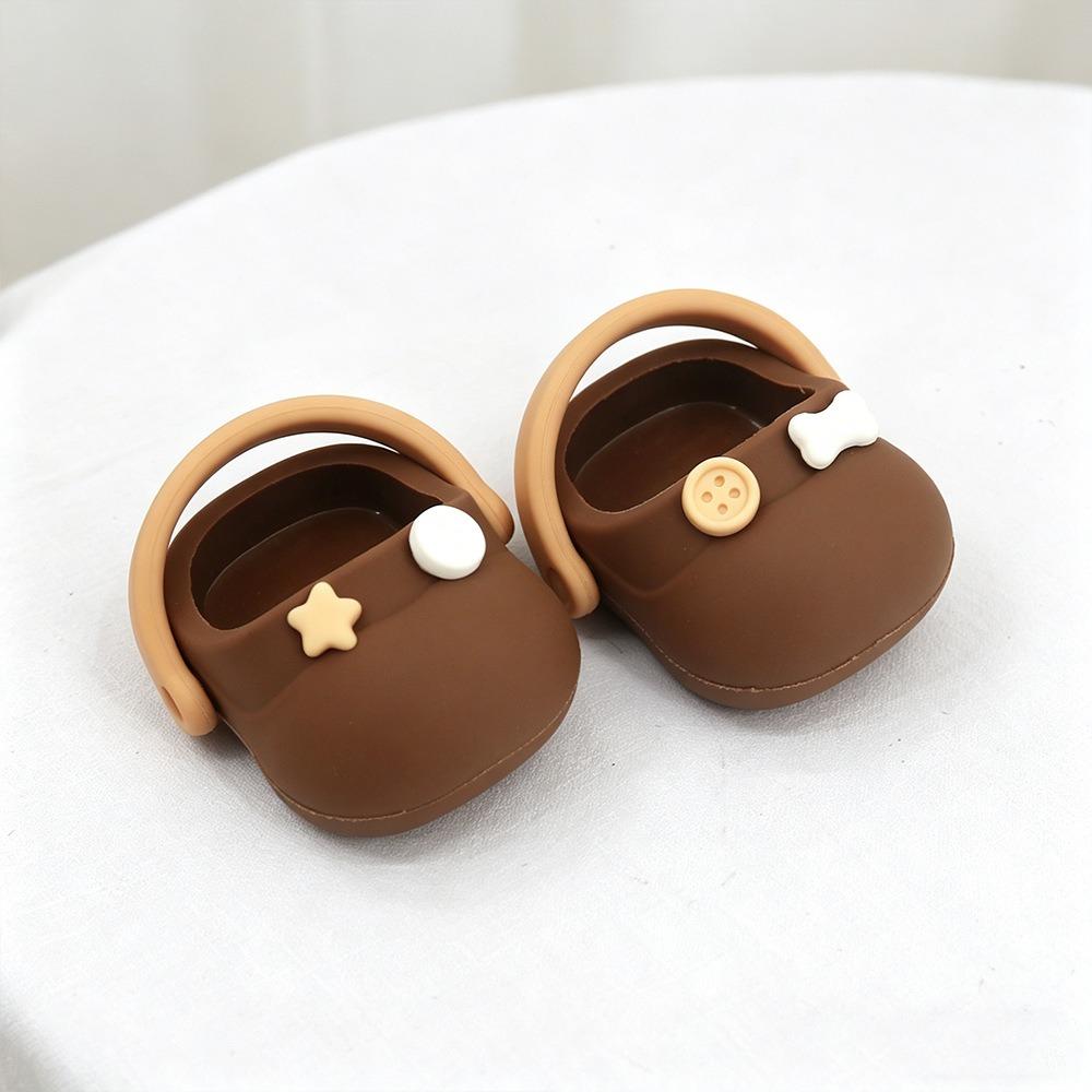 

1 Pair Round Toe Doll Big Head Shoe Mini Cotton Doll Slippers Dollhouse Miniature коричневый