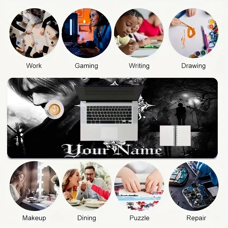 Custom 1Pc Ornate Gothic Cross Gaming Mouse Pad Keyboard Desk Mat Non-slip Rubber Lock Edge Waterproof Computer Mousepad for Office Q1152